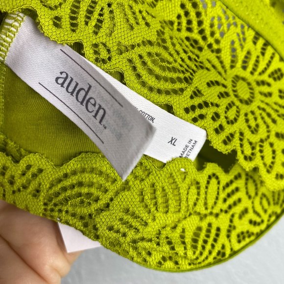Auden NWT, Lightly Lined Crossback Bralette in olive green, size XL, lace. - Picture 3 of 6